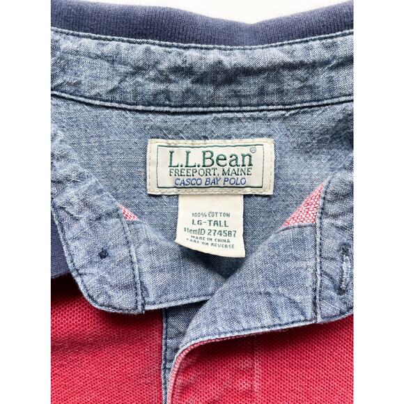 Vintage L.L. Bean Casco Bay Polo Shirt Size Large Tall - Picture 2 of 6